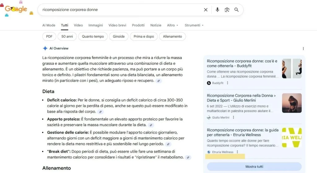 ricerca ai overview ricomposizione corporea